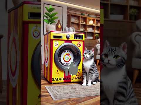 Kedilerin takım çamaşır makinesi 😄 #kedivideoları