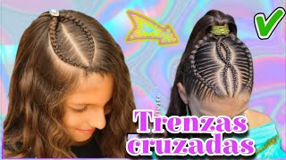 🔴 TRENZAS pegadas cruzadas /WILVITA 2024 / Peinados Fáciles y de moda para niñas