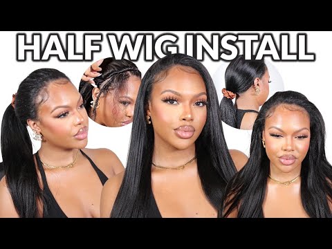 The Most Natural Half Wig | Kinky Straight Seamless Wig Flip Over method! LuvmeHair
