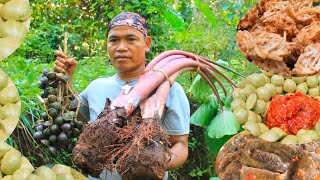 Jengkol muda sambal tlenjeng uyen - uyen talas merah dan pecak lompong santan pedas