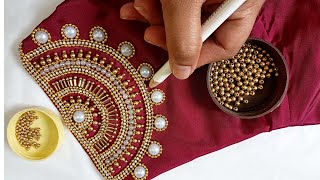 Beautiful and Elegant Aariwork Blouse Design|embroidery design|maggamwork blouse design|blouse work 