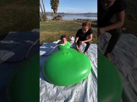 We fit a person inside of this MASSIVE Water balloon!👀💦#shorts