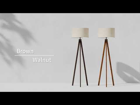 LEPOWER Wood Tripod Floor Lamp, Mid Century Standing Lamp, Studying Light for Living Room, Bedroom, Study Room and Office, Flaxen Linen Shade Youtube thumbnail image number 9