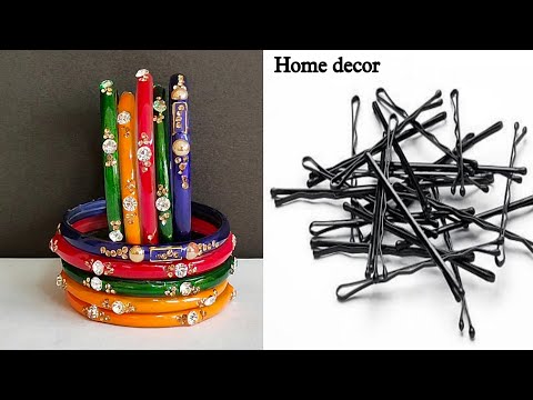 3 Superb Home Decor Ideas using Old Bangles and Hair Clips - Home Decor Idea using Waste - Best diy