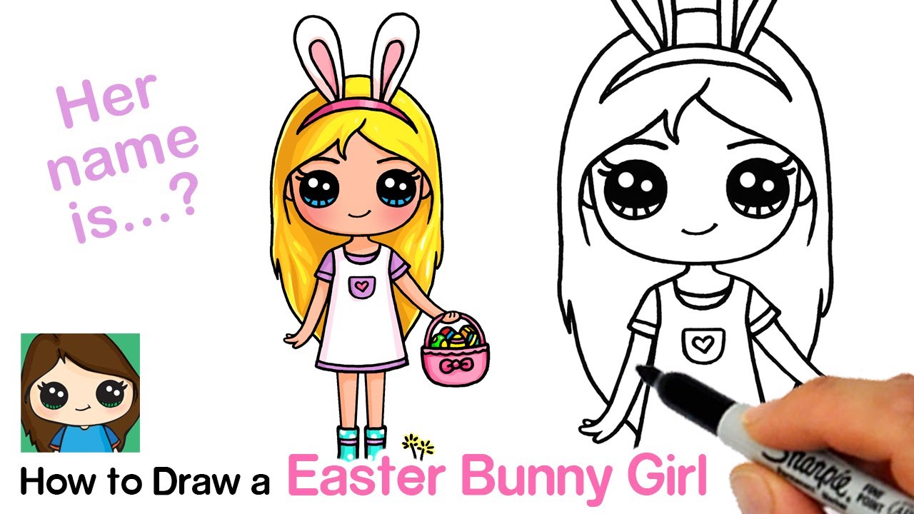 How to Draw a Easter Bunny Cute Girl