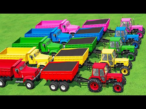 TRANSPORTING Small FIAT 480 TRACTORS & Canola with FLATBED TRAILER & CRAZY Man Trucks! FS22