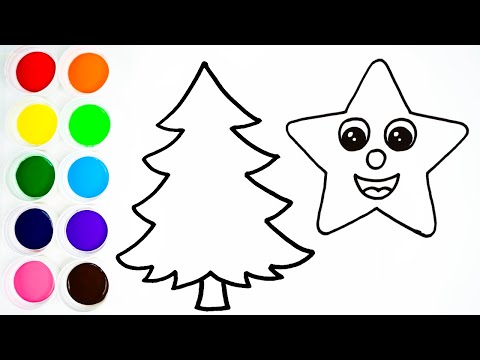 Como Dibujar y Colorear un Arbol y Una Estrella de Navidad Hermoso