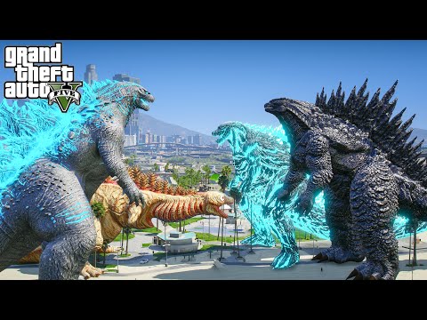 Godzilla, Shin Godzilla SF vs Titan Godzilla, Godzilla Earth - The Last Rematch ( GTA V Mods )