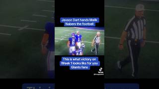 Jaxson Dart hands Malik Nabers the ball as the Giants get the rare Week 1 win over the Cowboys