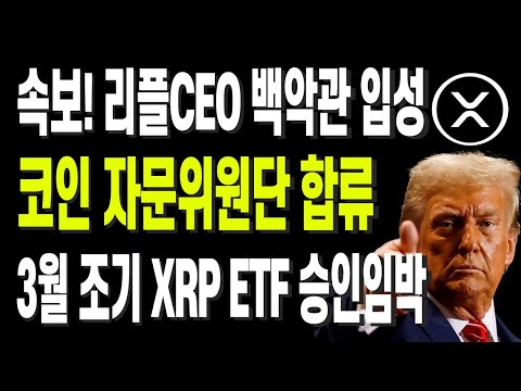 속보! 리플CEO 백악관 입성 코인 자문위원단 합류 3월 조기 XRP ETF 승인임박