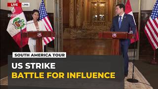 YouTube video thumbnail: US Strike on Suspected Drug Vessel as Rubio Targets China’s Influence in Latin America