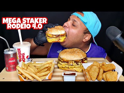 MUKBANG MEGA STAKER RODEIO 4.0, BK CHICKEN, BATATA FRITA E MILK-SHAKE DOCE DE LEITE (EATING SOUNDS)