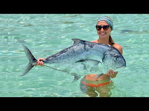 Primitive Spearfishing, Ship Wrecks and How to Make Coconut Milk FISH Ceviche! (African Pompano)
