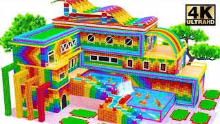 Satisfying Video _ Building Pool Party Miniature House On Water Has Rainbow Slide From Magnetic Ball