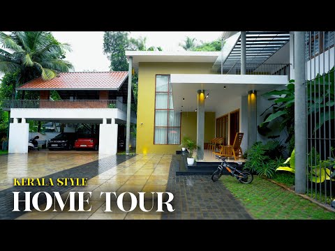 മഴ ആസ്വദിക്കാം!! ട്രോപ്പിക്കൽ ഡിസൈനിൽ ഒരു കിടിലൻ വീട് | Trending Home Tour Malayalam 😍😍 | Iama