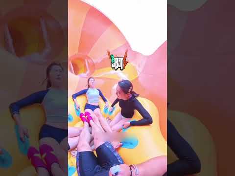 all the friends got stuck in the slide at waterpark #shortsvideo