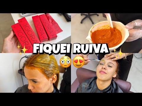 PINTEI O CABELO| mudei o visual | troquei de mega| pintei a sobrancelha | fiquei ruiva🦊😍✨