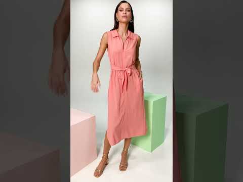 Vestido Alfaiataria Midi Gatos e Atos Laranja