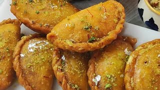 Holi Special Recipe | होली पर बनाइए मावा नारियल की स्वादिष्ट गुजिया |बिना सांचे के चाशनी वाली गुजिया