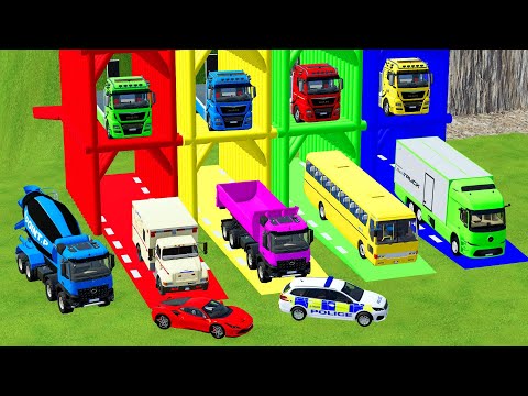 TRANSPORTING AMBULANCE, FORD POLICE, SERVICE TRUCK, FIRE DEPARTEMENT, MERCEDES MINI BUS - FS22