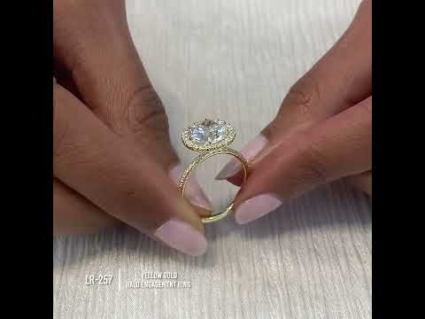 3.36 carat Round Lab Diamond Yellow Gold Halo Engagement Ring