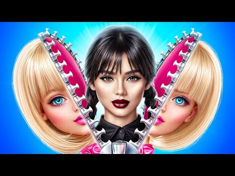 Экстрим мейковер: Барби vs Уэнздей! Из ботанши в популярную DARK Barbie!