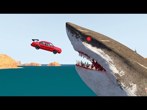 High Speed Cars Jumping Over SHARK IN THE CANYON - BeamNG Drive Cars Crashes & Fails Compilation