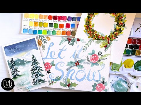 Easy Christmas watercolor tutorials - three techniques you need!