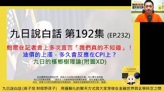 【九日說白話192 短片版-2026/03/20】鮑爾在記者會上多次直言「我們真的不知道」！油價的上漲，多久會反應在CPI上？ #美股 #總經 #美債 #台幣 #油價 #黃金