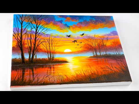 Acrylic painting | Twilight’s Tranquility | Painting Tutorial