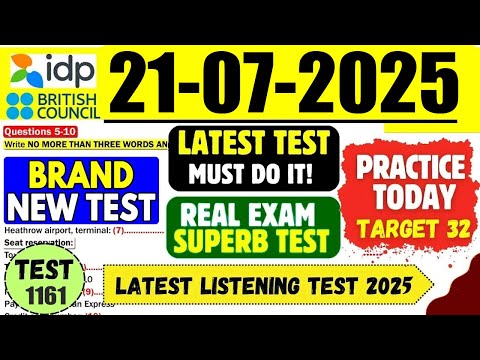 IELTS Listening Practice Test 2025 with Answers | 21.07.2025 | Test No - 1161