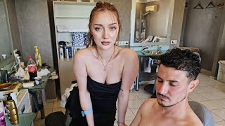 💈FULL ASMR FOAM SERVICE by BEAUTIFUL LANA 💦 | HAIR WASH, SCALP, CHEST & BACK MASSAGE w/ SOFT SCRATCH