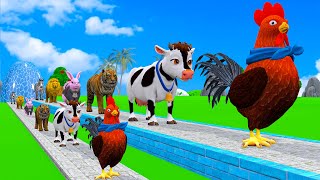 Long Slide Game With Cow Elephant Gorilla Hippopotamus Tiger 3d Animal Game Funny 3d Animals