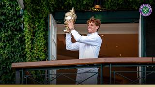 Wimbledon Champion Jannik Sinner greets fans from the balcony | Wimbledon 2025