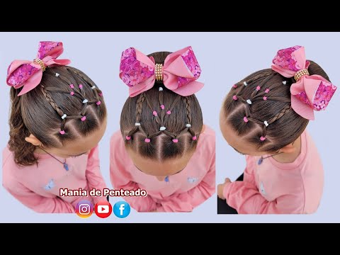 Penteado Infantil com Elásticos e Coque ou Rabo de Cavalo 😍🌸| Bun or Ponytail Hairstyles for Girls 🥰