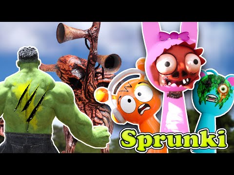 Hulk vs Siren head E125 | Hulk Saving Sprunki | Hulk fight with Siren head | Sprunki cartoon