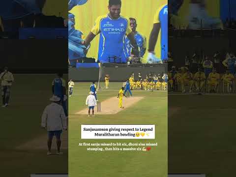 sanjusamson huge six,Dhoni shocked😱🔥 sanjusamson vs Muralitharan #cskroar #dhoni #csk #shorts#viral