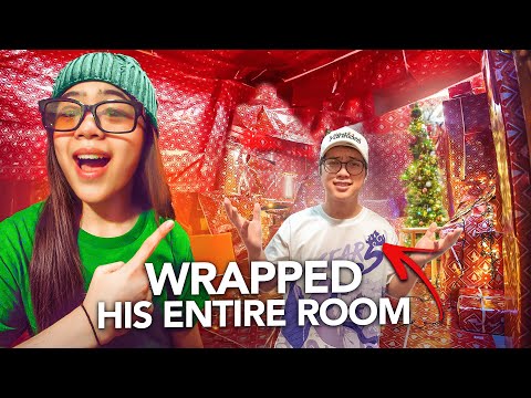 I Covered My Brother’s ENTIRE Room in Gift Wrap (It’s a PRANK!)