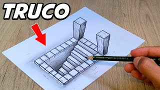3D Drawing STAIRS  on paper for beginners 🟢 Easy Art