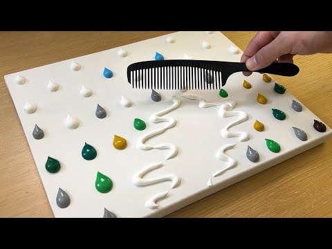 Comb Painting Technique / Acrylic Painting / How to Paint a Water Reflection Effect