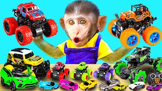 KiKi Monkey playing with BlackPink Ice Cream Vending Machine and go to toilet | KUDO ANIMAL KIKI