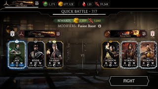 Mortal Kombat Mobile Gameplay -Multiplayer Quick Battle 7/7 work hard