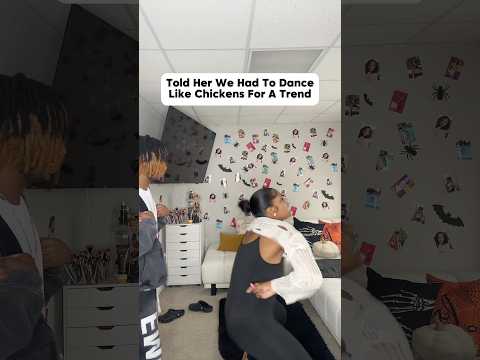 Told her we had to dance like chickens for a trend 🤣 #shorts #couple #prank #briaanddrew