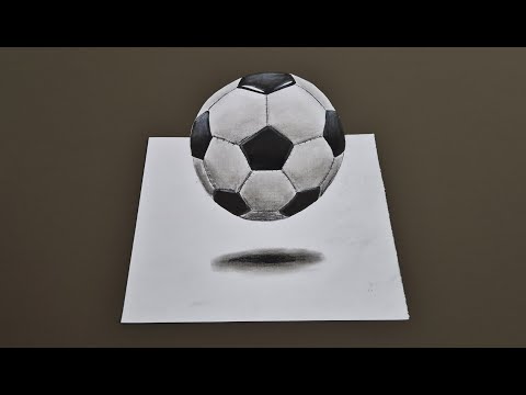 3d drawing soccer ball on paper for beginner