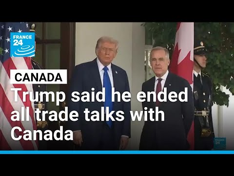 YouTube video thumbnail: Trump Terminating Canada Trade Talks Over Anti-Tariff Reagan Ad Campaign