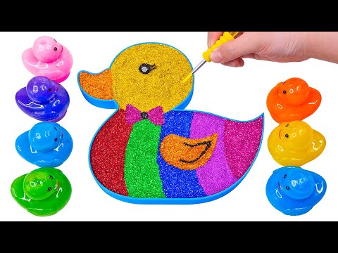 Mixing All My Slime l How To Make Rainbow Glitter Duck Glossy Pool Slime Satisfying ASMR