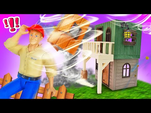 Casa Quebrada pelo Furacão e Reconstruída com Brinquedos – Vídeo Infantil