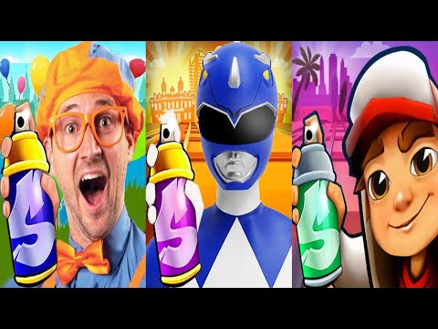 Subway Surfers Aloha Hawaii Valentina Fan Special vs Blippi vs Blue Ranger Power Rangers Gameplay HD