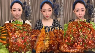 Mukbang #137: Eating roll  belly , braised pork belly, legs pork #mukbang #eatingshow #pork