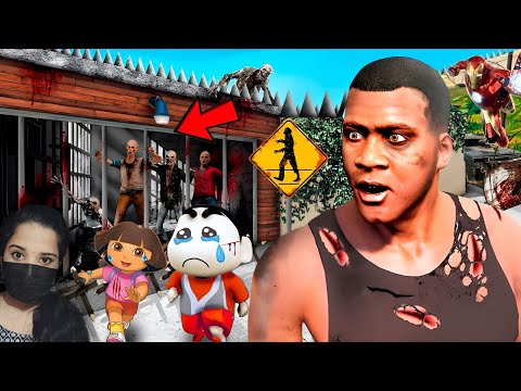 Franklin & Shinchan Survive Biggest Zombie Attacks (Iron Man & Dora) - GTA 5